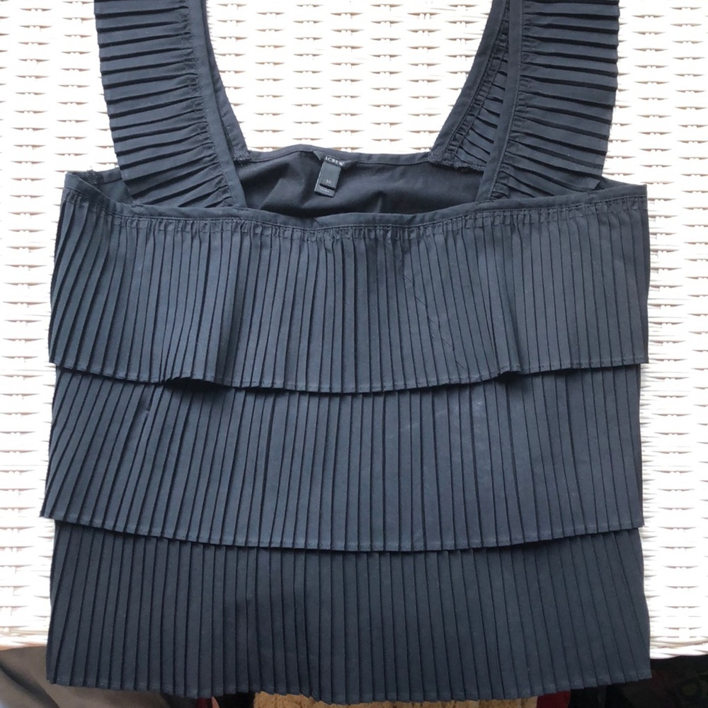NWOT J. Crew Black pleated top